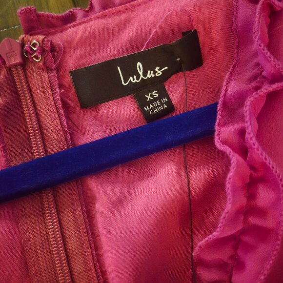 Lulus XS Pink Ruffled Tiered Long Sleeve Mini Dress - Picture 5 of 5